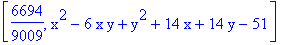 [6694/9009, x^2-6*x*y+y^2+14*x+14*y-51]